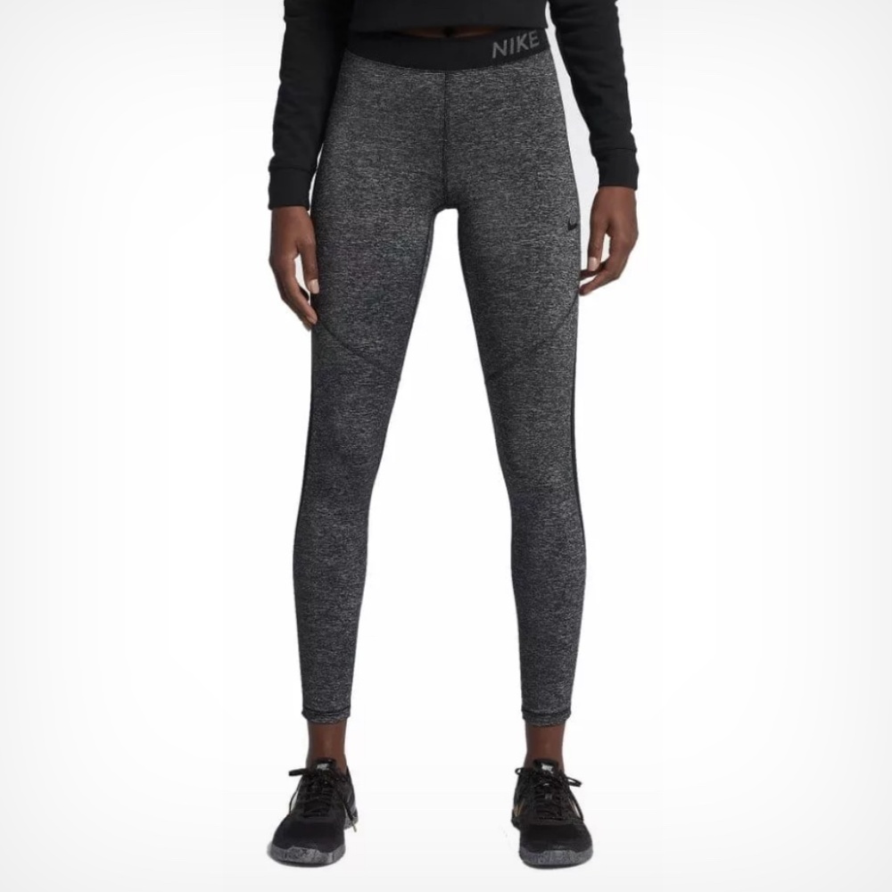 Nike Pro Women's Hypercool Leggings Tights Heather Black /Black / Grey Medium